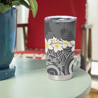 Gray Polynesian Tribal Frangipani Tropical Vibe Tumbler Cup