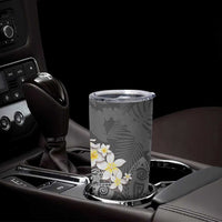 Gray Polynesian Tribal Frangipani Tropical Vibe Tumbler Cup