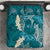 Cyan Polynesian Tribal Frangipani Tropical Vibe Bedding Set