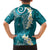 Cyan Polynesian Tribal Frangipani Tropical Vibe Family Matching Tank Maxi Dress and Hawaiian Shirt