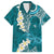 Cyan Polynesian Tribal Frangipani Tropical Vibe Family Matching Tank Maxi Dress and Hawaiian Shirt