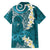 Cyan Polynesian Tribal Frangipani Tropical Vibe Family Matching Tank Maxi Dress and Hawaiian Shirt