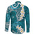 Cyan Polynesian Tribal Frangipani Tropical Vibe Family Matching Tank Maxi Dress and Hawaiian Shirt