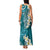 Cyan Polynesian Tribal Frangipani Tropical Vibe Family Matching Tank Maxi Dress and Hawaiian Shirt