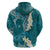 Cyan Polynesian Tribal Frangipani Tropical Vibe Hoodie