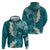 Cyan Polynesian Tribal Frangipani Tropical Vibe Hoodie