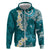 Cyan Polynesian Tribal Frangipani Tropical Vibe Hoodie