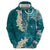 Cyan Polynesian Tribal Frangipani Tropical Vibe Hoodie