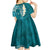 Cyan Polynesian Tribal Frangipani Tropical Vibe Kid Short Sleeve Dress