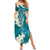 Cyan Polynesian Tribal Frangipani Tropical Vibe Summer Maxi Dress