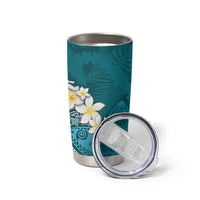 Cyan Polynesian Tribal Frangipani Tropical Vibe Tumbler Cup