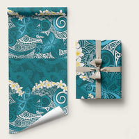 Cyan Polynesian Tribal Frangipani Tropical Vibe Wrapping Paper - Polynesian Pride