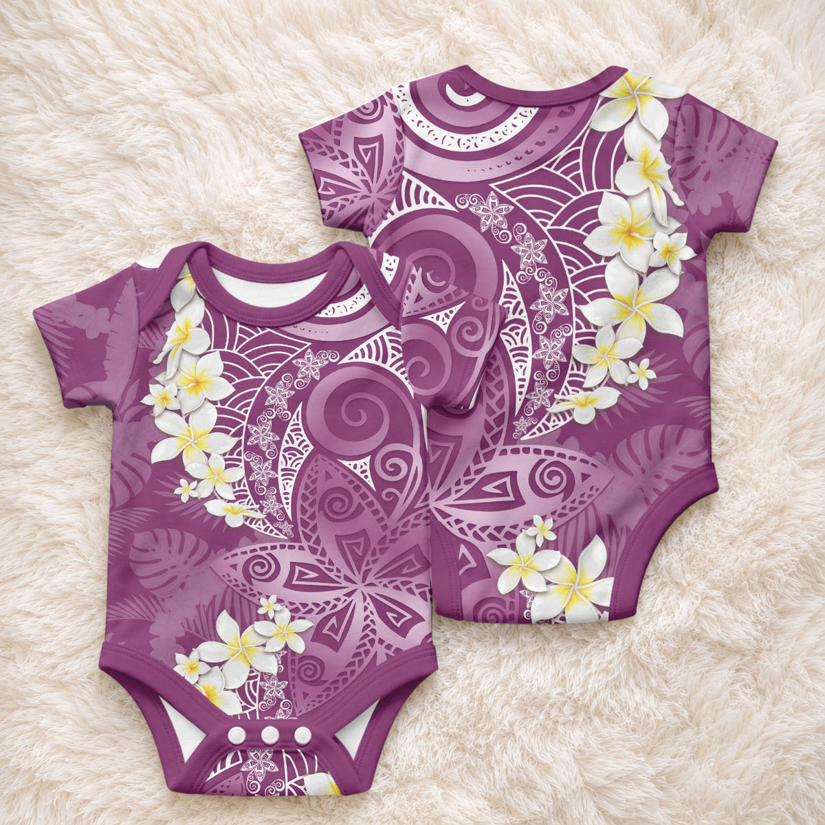 Pink Polynesian Tribal Frangipani Tropical Vibe Baby Onesie LT14 - Polynesian Pride