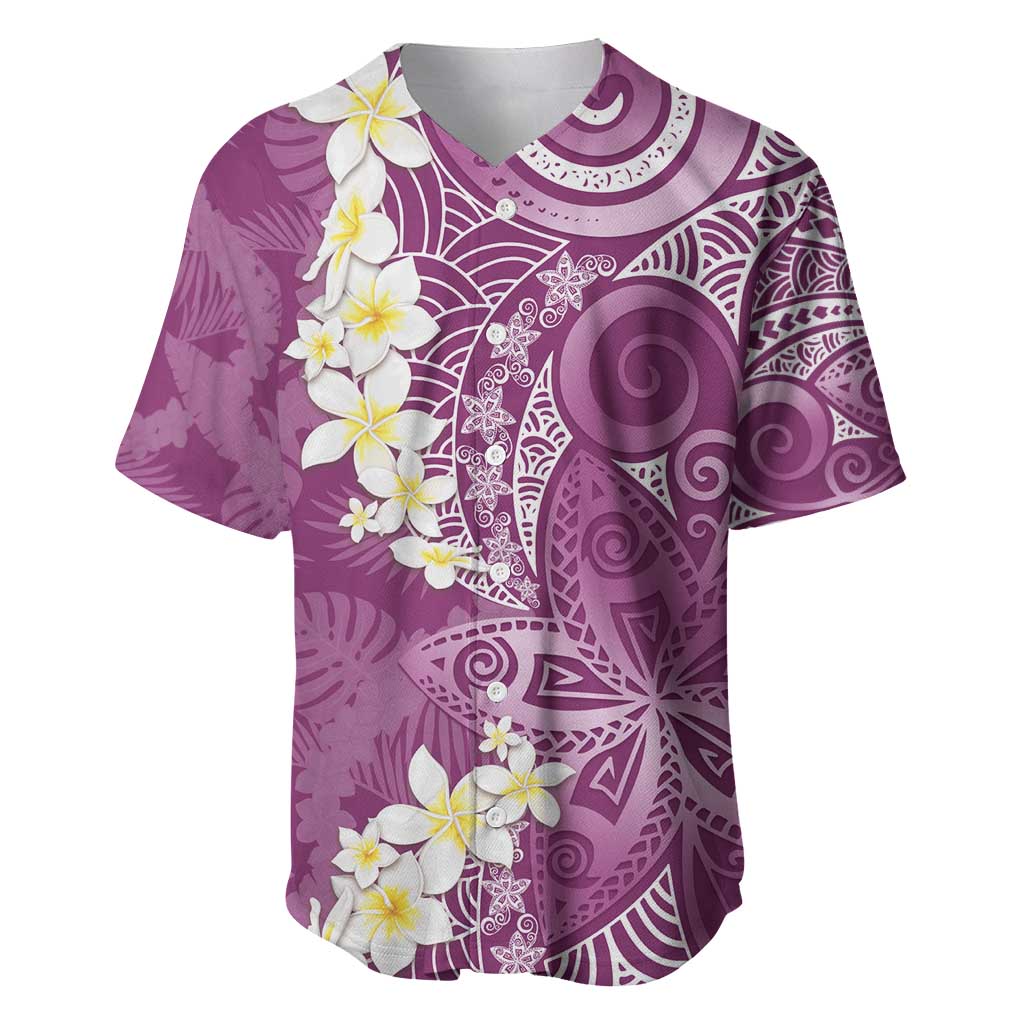 Pink Polynesian Tribal Frangipani Tropical Vibe Baseball Jersey