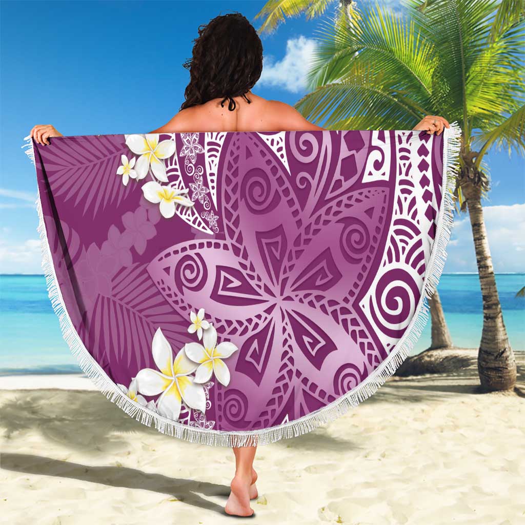 Pink Polynesian Tribal Frangipani Tropical Vibe Beach Blanket
