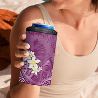 Pink Polynesian Tribal Frangipani Tropical Vibe 4 in 1 Can Cooler Tumbler