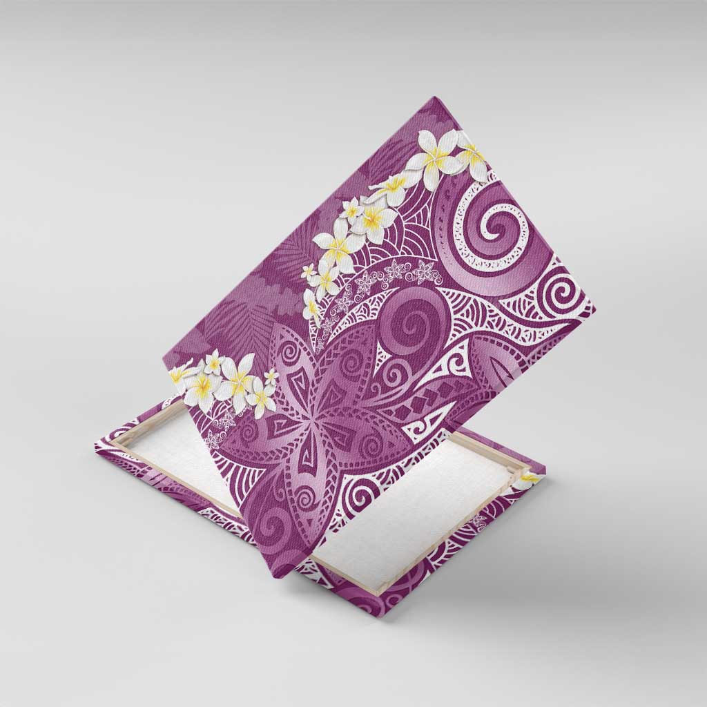 Pink Polynesian Tribal Frangipani Tropical Vibe Canvas Wall Art