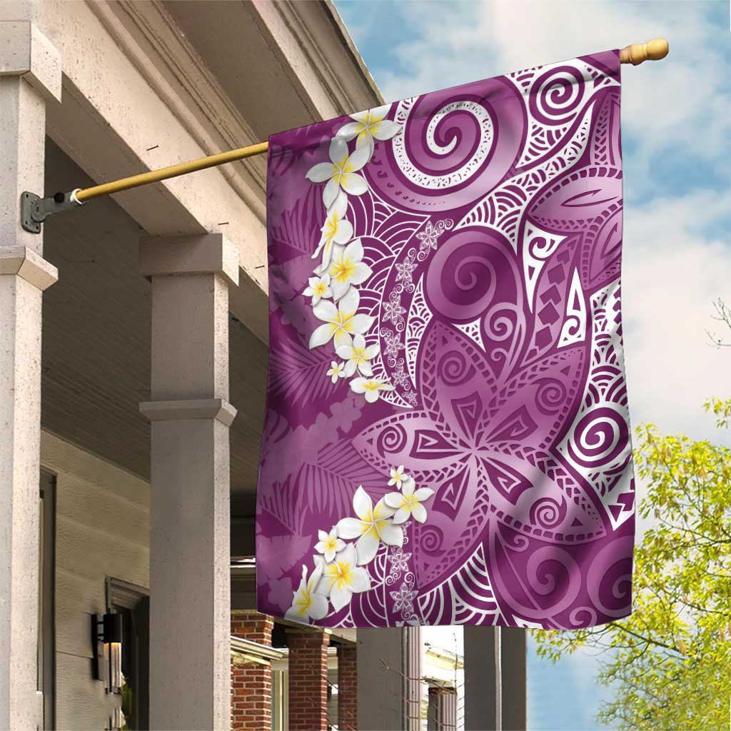 Pink Polynesian Tribal Frangipani Tropical Vibe Garden Flag