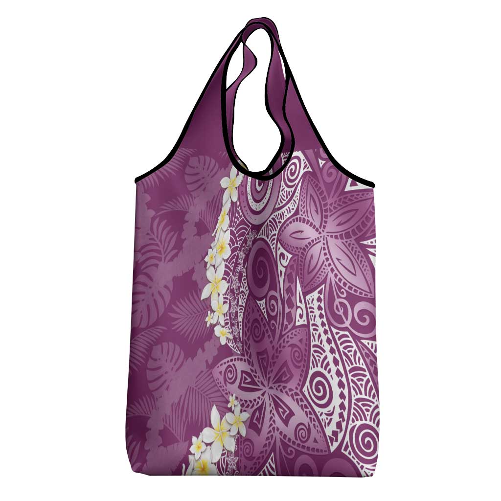 Pink Polynesian Tribal Frangipani Tropical Vibe Grocery Bag