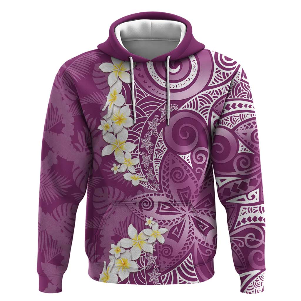 Pink Polynesian Tribal Frangipani Tropical Vibe Hoodie