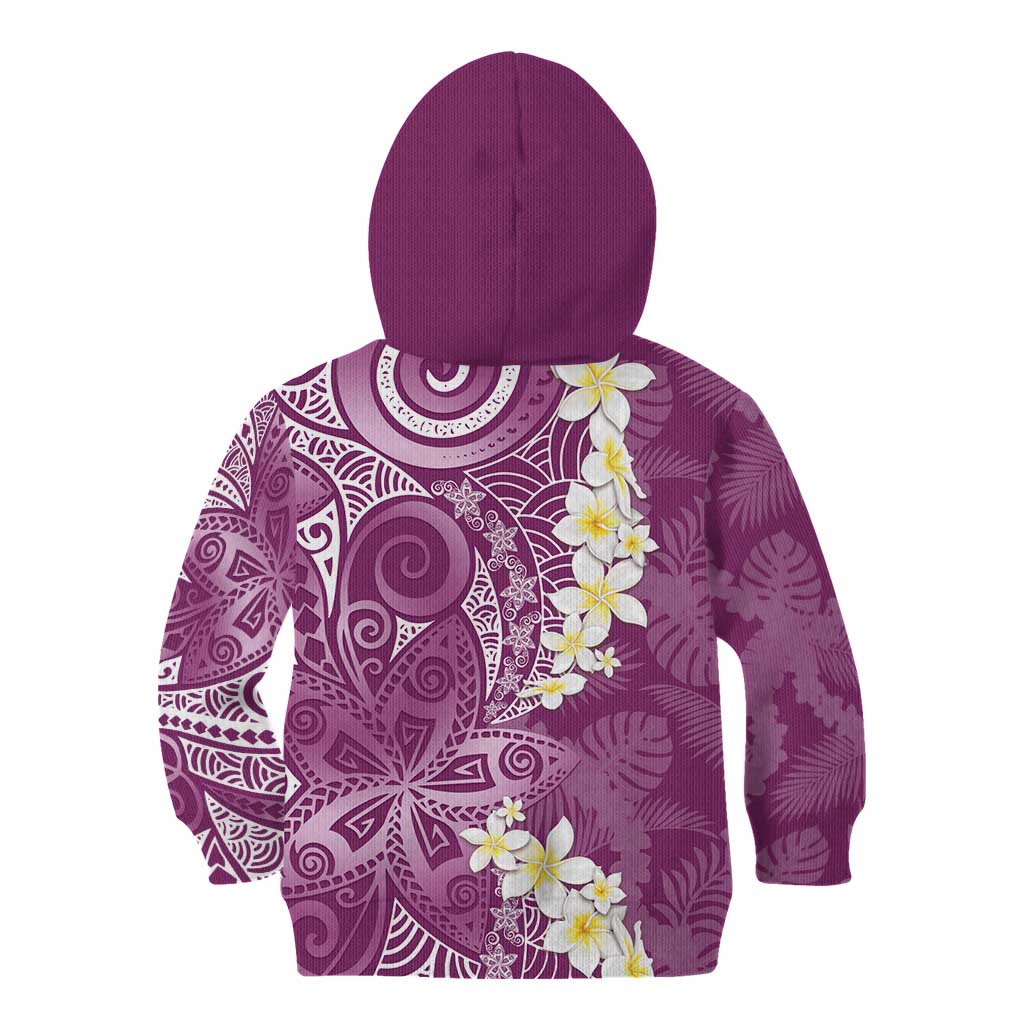 Pink Polynesian Tribal Frangipani Tropical Vibe Kid Hoodie