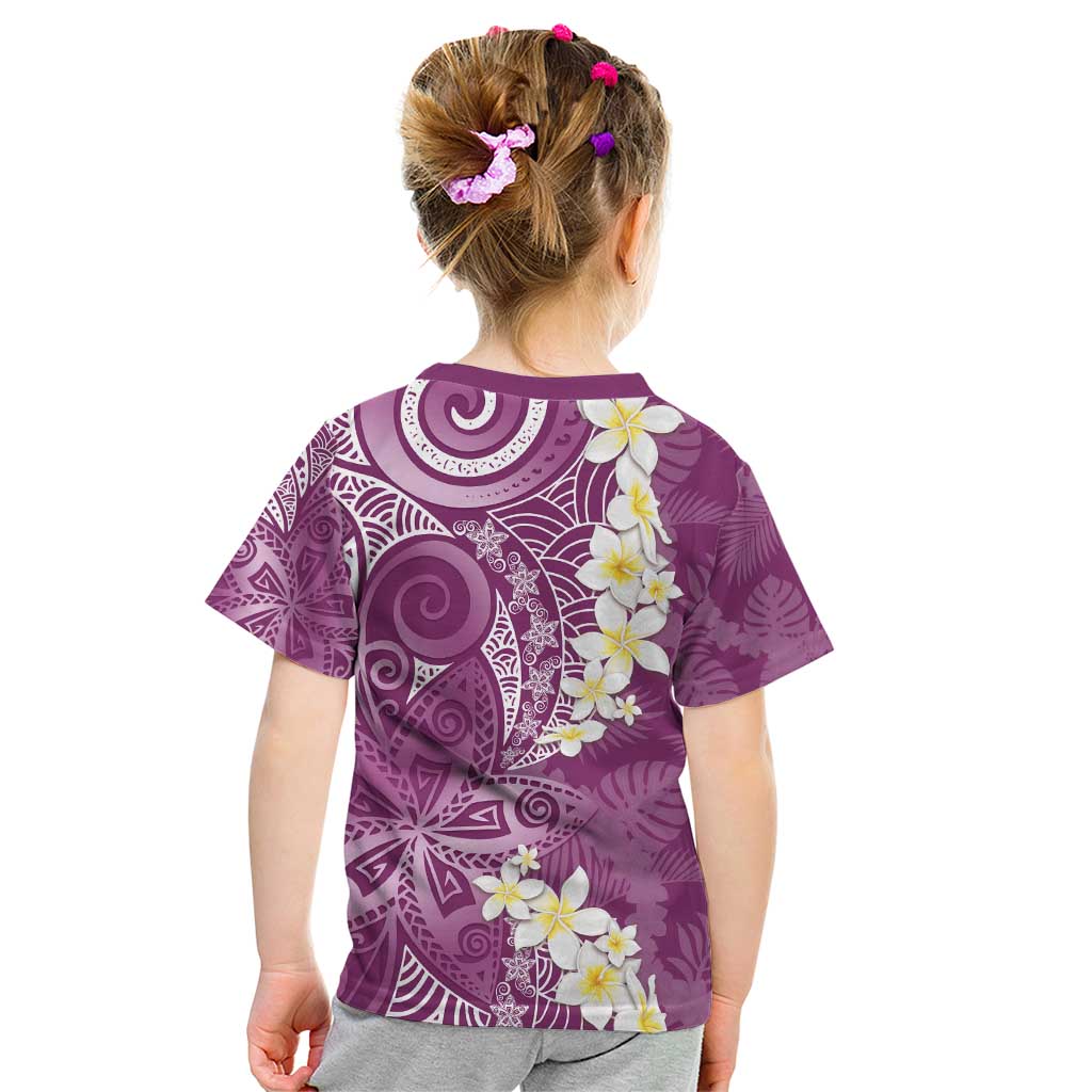 Pink Polynesian Tribal Frangipani Tropical Vibe Kid T Shirt