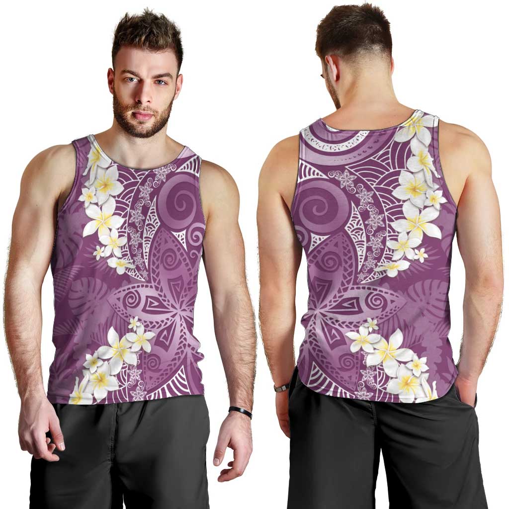 Pink Polynesian Tribal Frangipani Tropical Vibe Men Tank Top