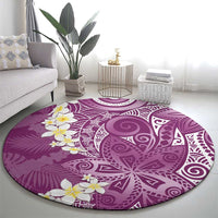 Pink Polynesian Tribal Frangipani Tropical Vibe Round Carpet