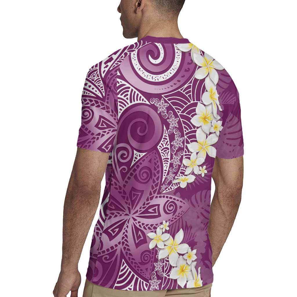 Pink Polynesian Tribal Frangipani Tropical Vibe Rugby Jersey