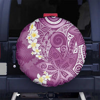 Pink Polynesian Tribal Frangipani Tropical Vibe Spare Tire Cover
