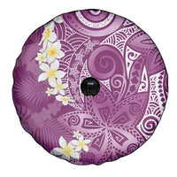 Pink Polynesian Tribal Frangipani Tropical Vibe Spare Tire Cover
