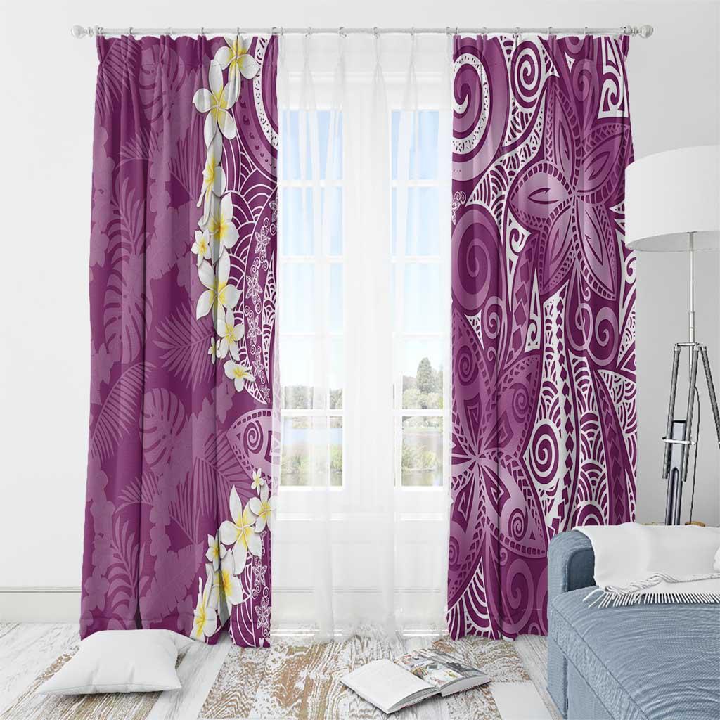 Pink Polynesian Tribal Frangipani Tropical Vibe Window Curtain