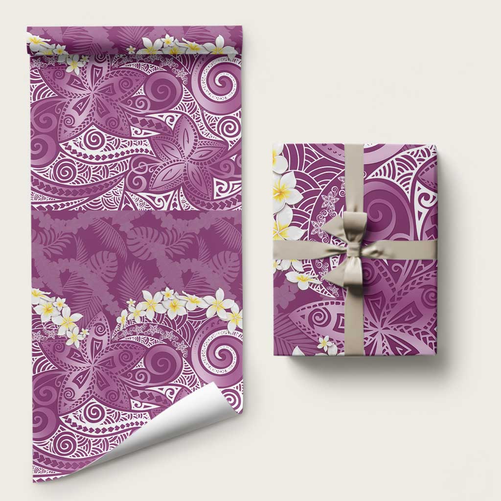 Pink Polynesian Tribal Frangipani Tropical Vibe Wrapping Paper - Polynesian Pride