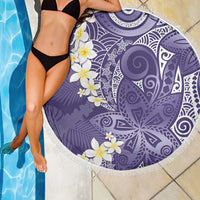 Violet Polynesian Tribal Frangipani Tropical Vibe Beach Blanket