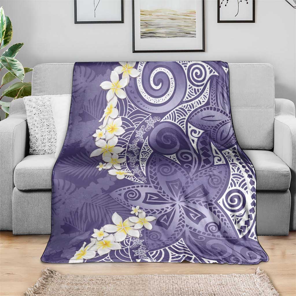 Violet Polynesian Tribal Frangipani Tropical Vibe Blanket