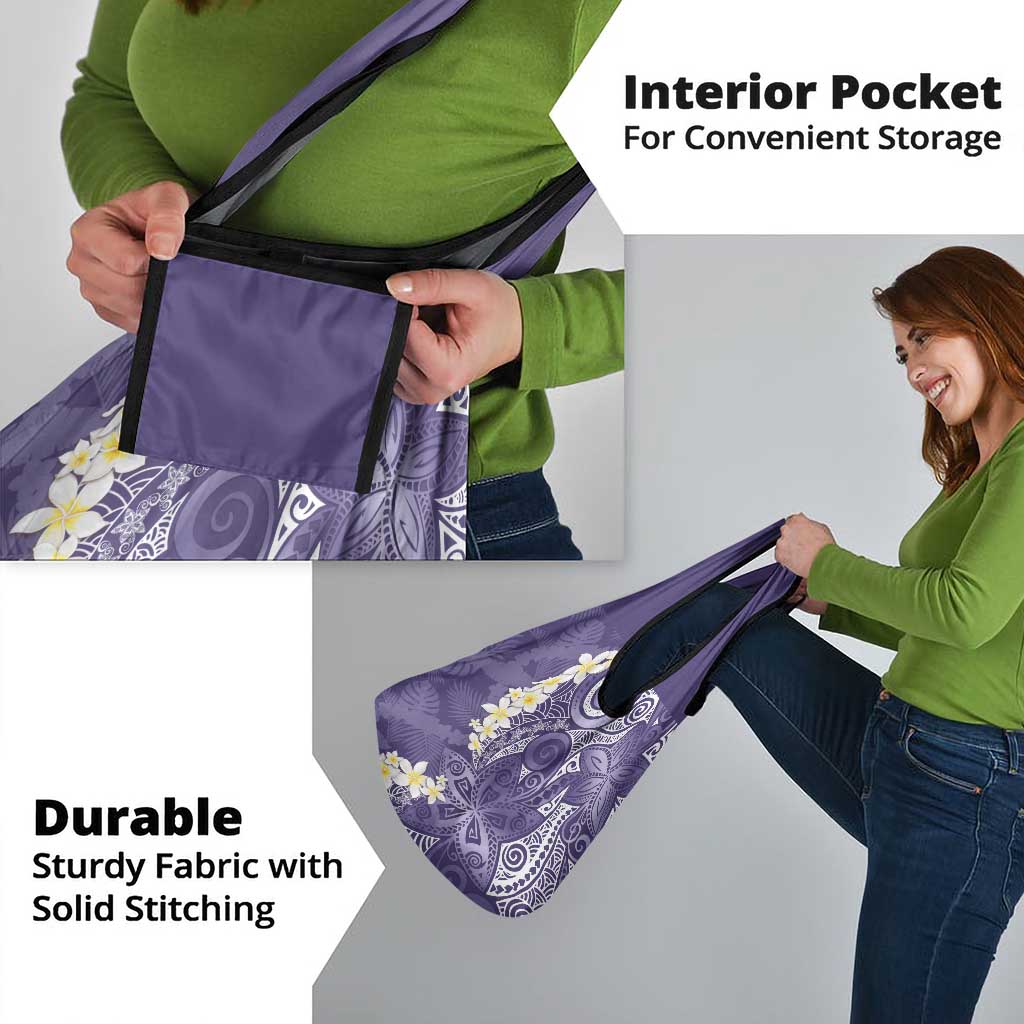 Violet Polynesian Tribal Frangipani Tropical Vibe Grocery Bag