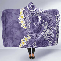 Violet Polynesian Tribal Frangipani Tropical Vibe Hooded Blanket