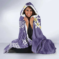 Violet Polynesian Tribal Frangipani Tropical Vibe Hooded Blanket