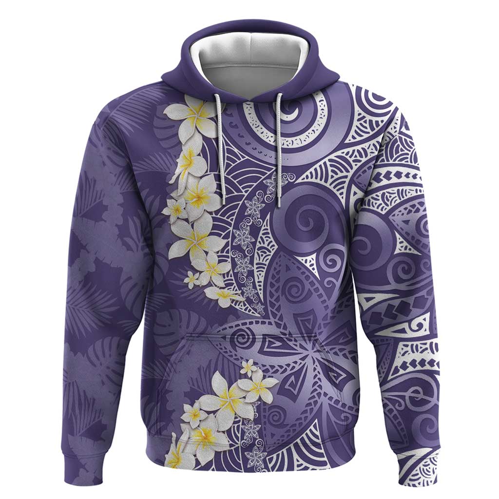 Violet Polynesian Tribal Frangipani Tropical Vibe Hoodie