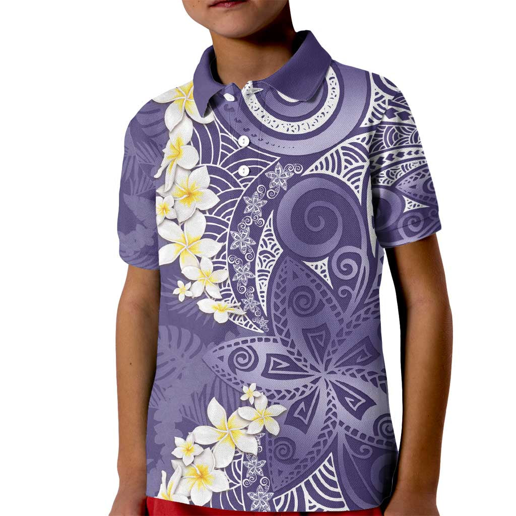 Violet Polynesian Tribal Frangipani Tropical Vibe Kid Polo Shirt