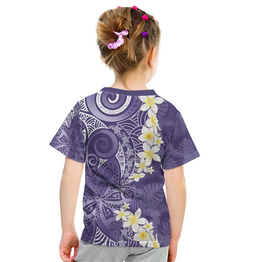 Violet Polynesian Tribal Frangipani Tropical Vibe Kid T Shirt