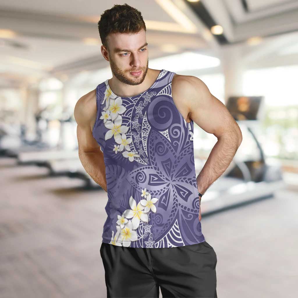 Violet Polynesian Tribal Frangipani Tropical Vibe Men Tank Top
