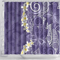 Violet Polynesian Tribal Frangipani Tropical Vibe Shower Curtain