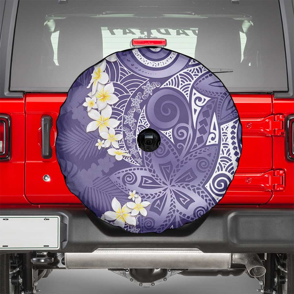 Violet Polynesian Tribal Frangipani Tropical Vibe Spare Tire Cover
