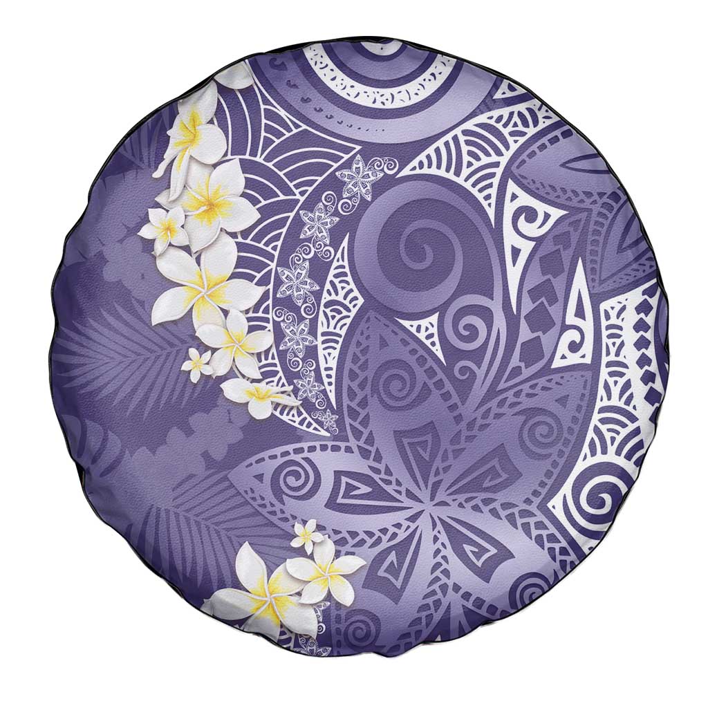 Violet Polynesian Tribal Frangipani Tropical Vibe Spare Tire Cover