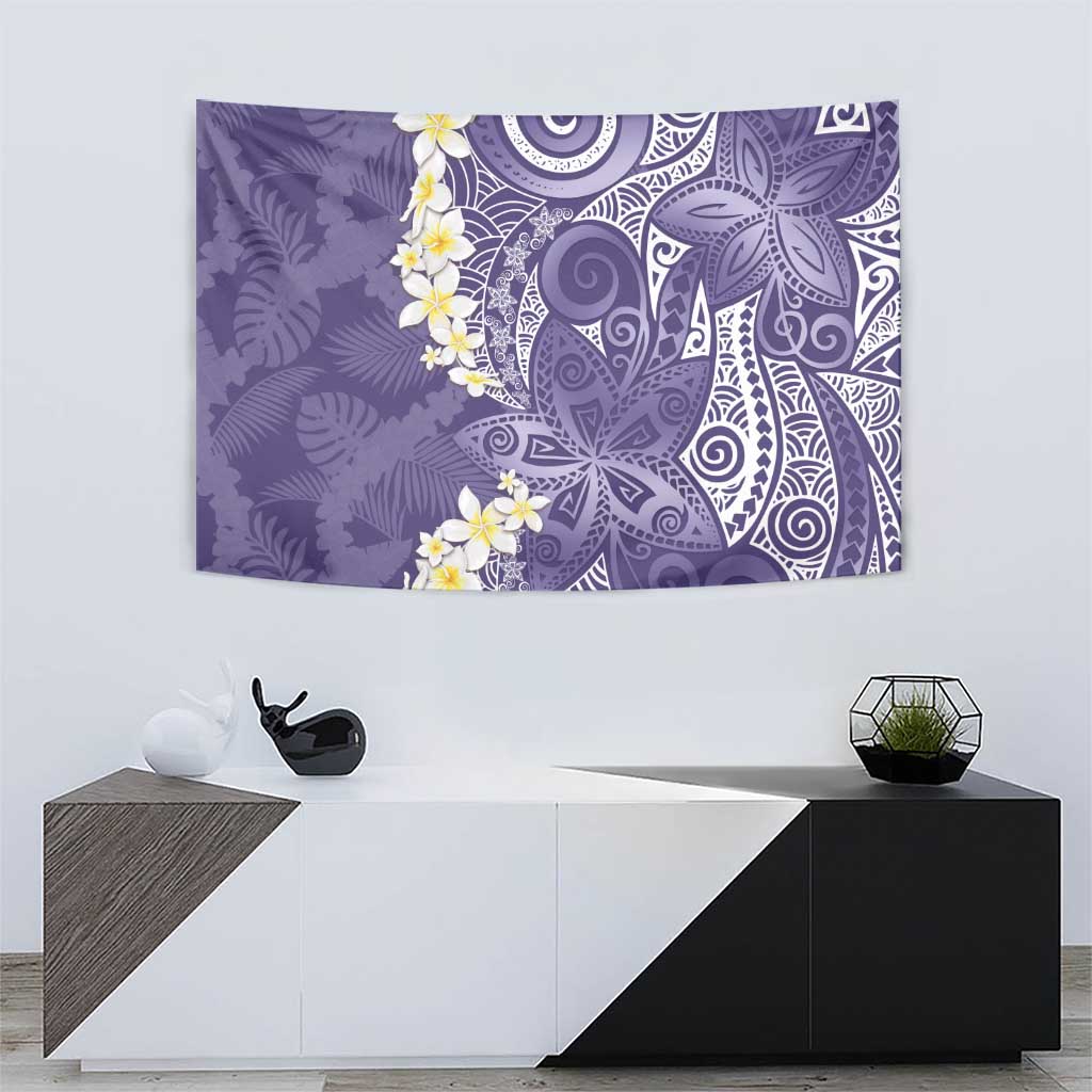 Violet Polynesian Tribal Frangipani Tropical Vibe Tapestry