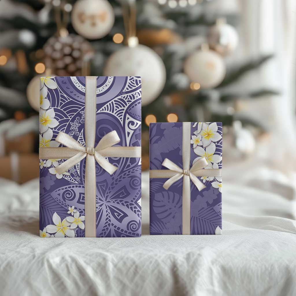 Violet Polynesian Tribal Frangipani Tropical Vibe Wrapping Paper - Polynesian Pride