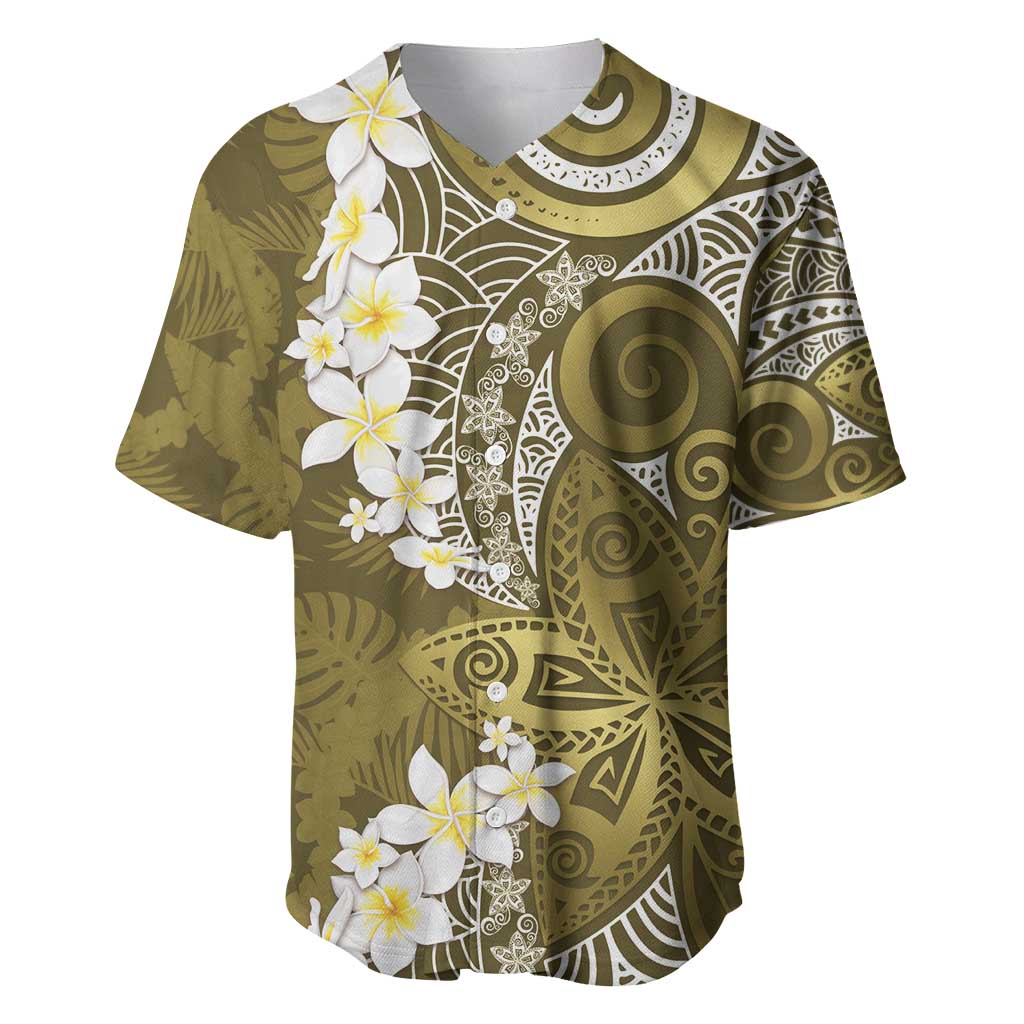 Gold Polynesian Tribal Frangipani Tropical Vibe Baseball Jersey