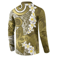 Gold Polynesian Tribal Frangipani Tropical Vibe Button Sweatshirt