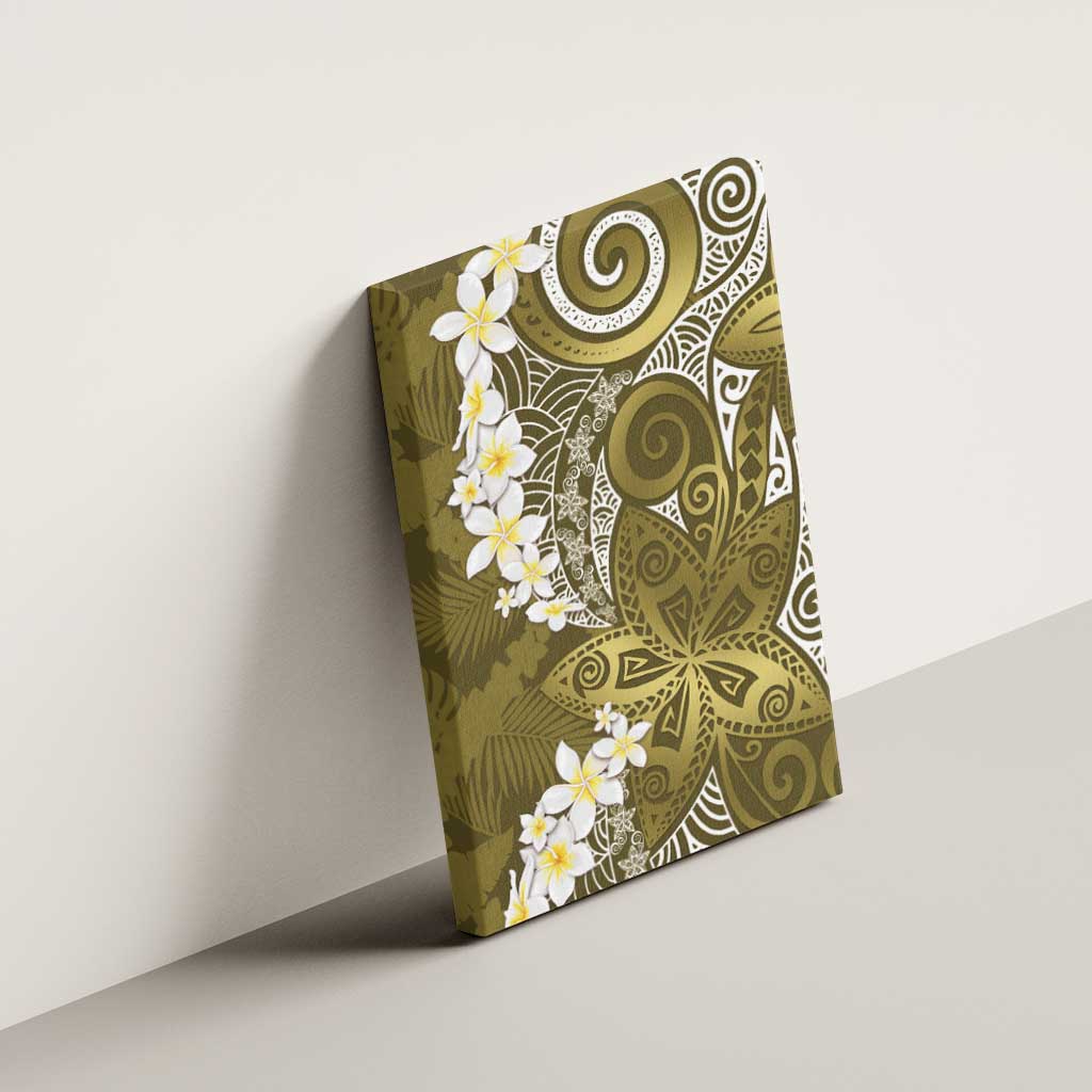 Gold Polynesian Tribal Frangipani Tropical Vibe Canvas Wall Art